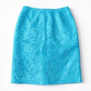 Helene Berman London Lace Pencil Skirt – Aqua, Size M